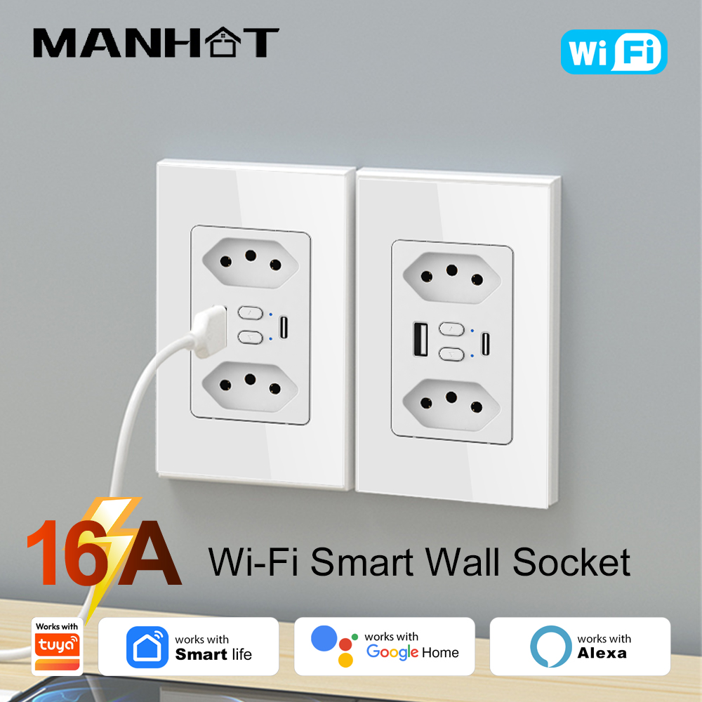Smart Home Proxmox - MANHOT Presa Intelligente Wi-Fi Brasiliana con