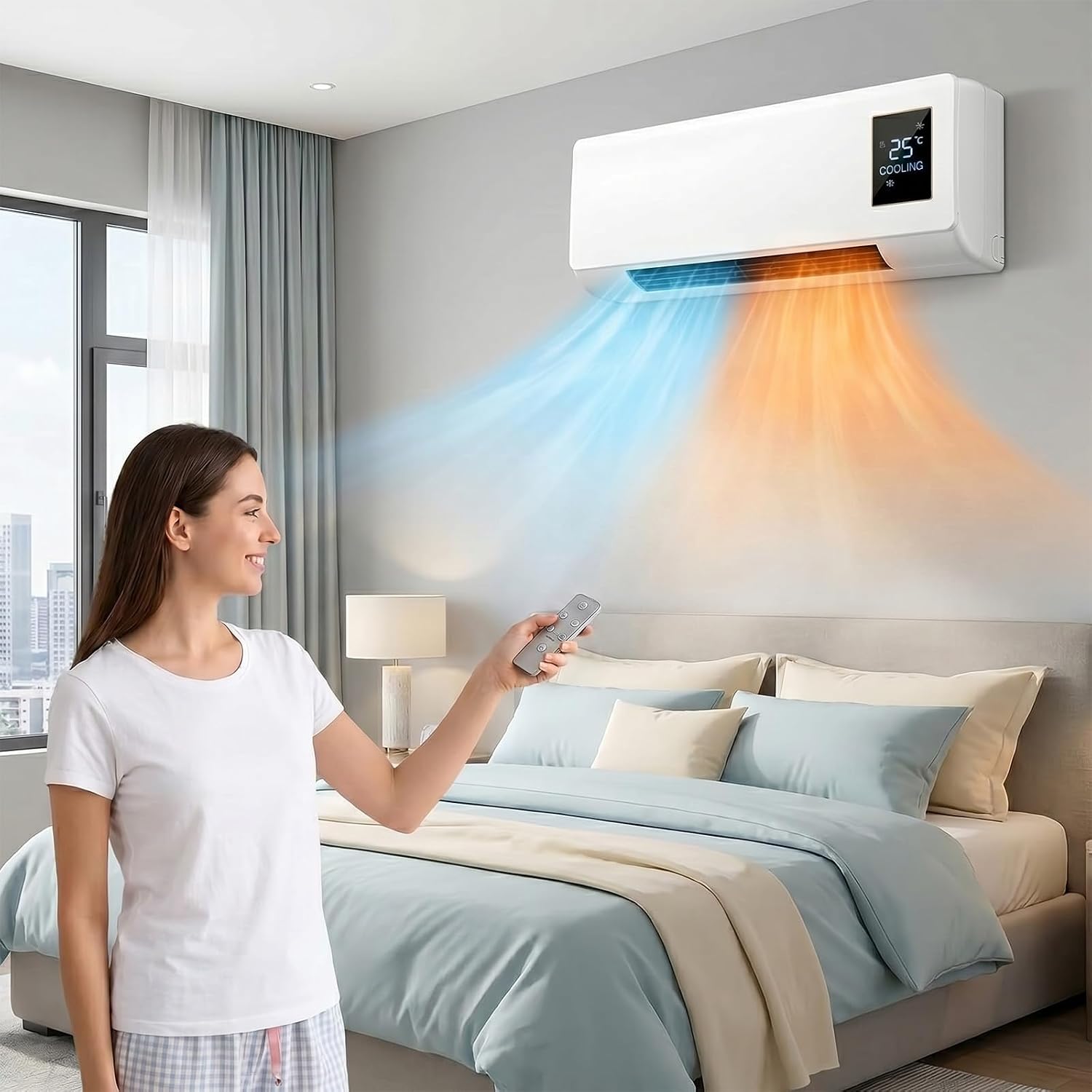 Smart Bathroom Fan - Ventilatore Condizionatore d'Aria Portatile da Parete,