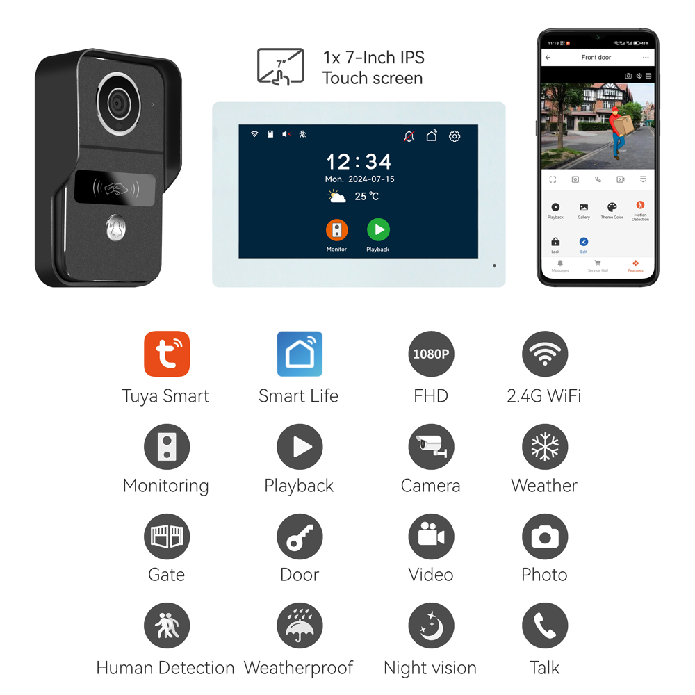 Schermo IPS da 7 pollici 2MP T - Wifi Doorbell Camera recensione e prezzo